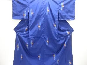 未使用品　縞に蝶模様織り出し米沢紬着物